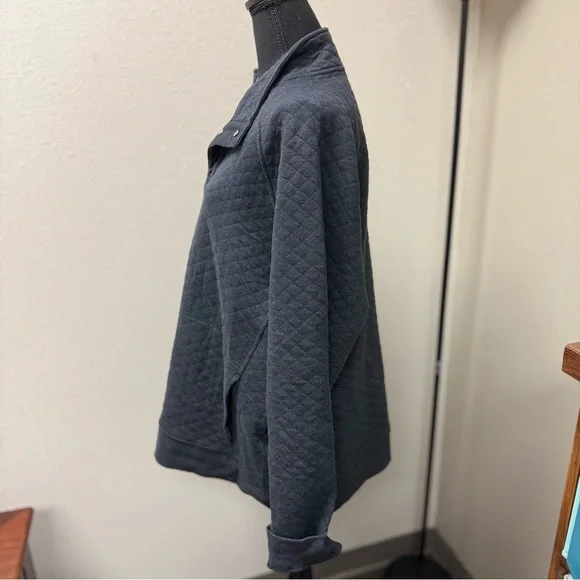 Eddie Bauer Men's Quilted Gray Snap Pullover Sweatshirt. Size XL - Picture 3 of 9